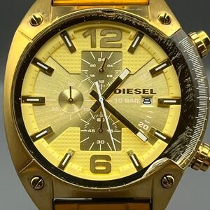 Diesel DZ-4299 Mens Gold Stainless Steel Chronograph Analog Watch WORKS REPAIR